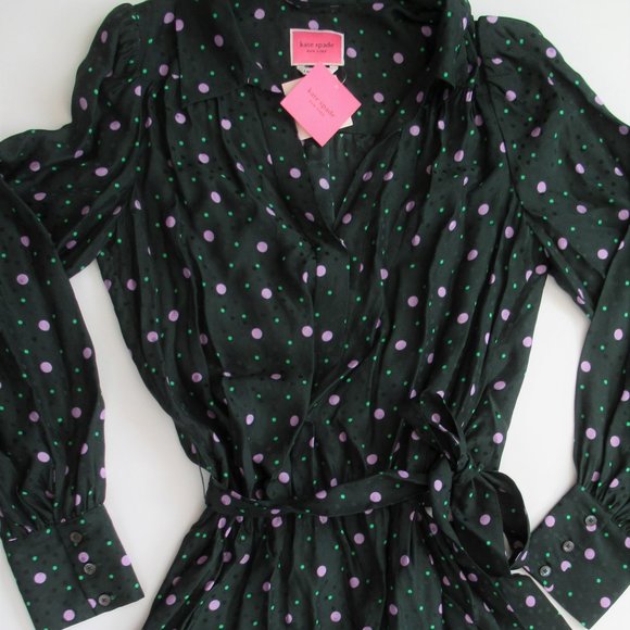 Kate Spade Pop Dots LS Fluid Shirt Dress NWT - Picture 4 of 11